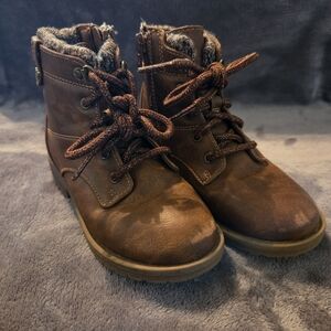 Wonder Nation Brown Kids Boots with Cozy Lining